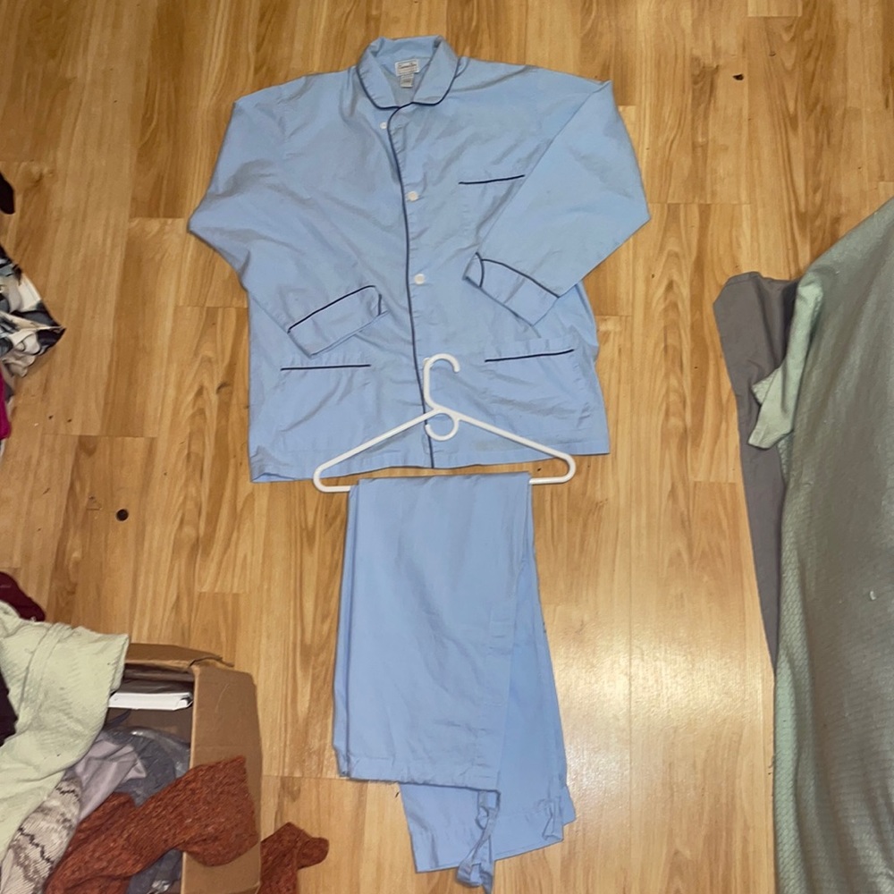 VINTAGE Baby Blue Christian Dior Men’s Sleep Set. Size: Large